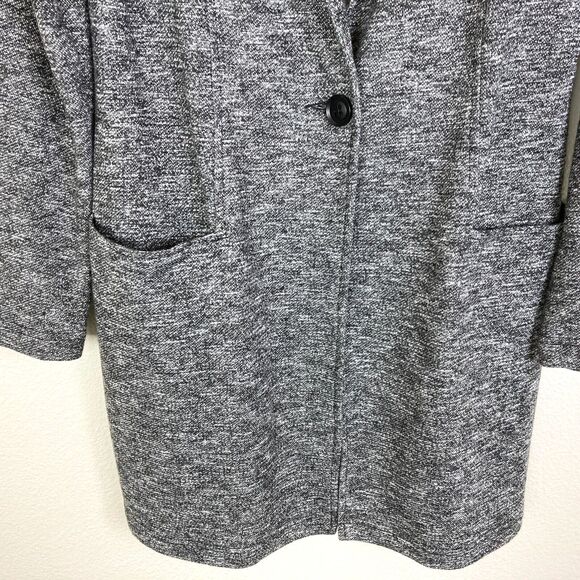 Tribal Women's Long Jacket Size M Gray Knit One-Button Cotton Blend Pockets - Picture 2 of 6
